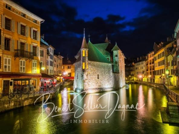 Palais de l’Île à Annecy-le-Neuf de nuit