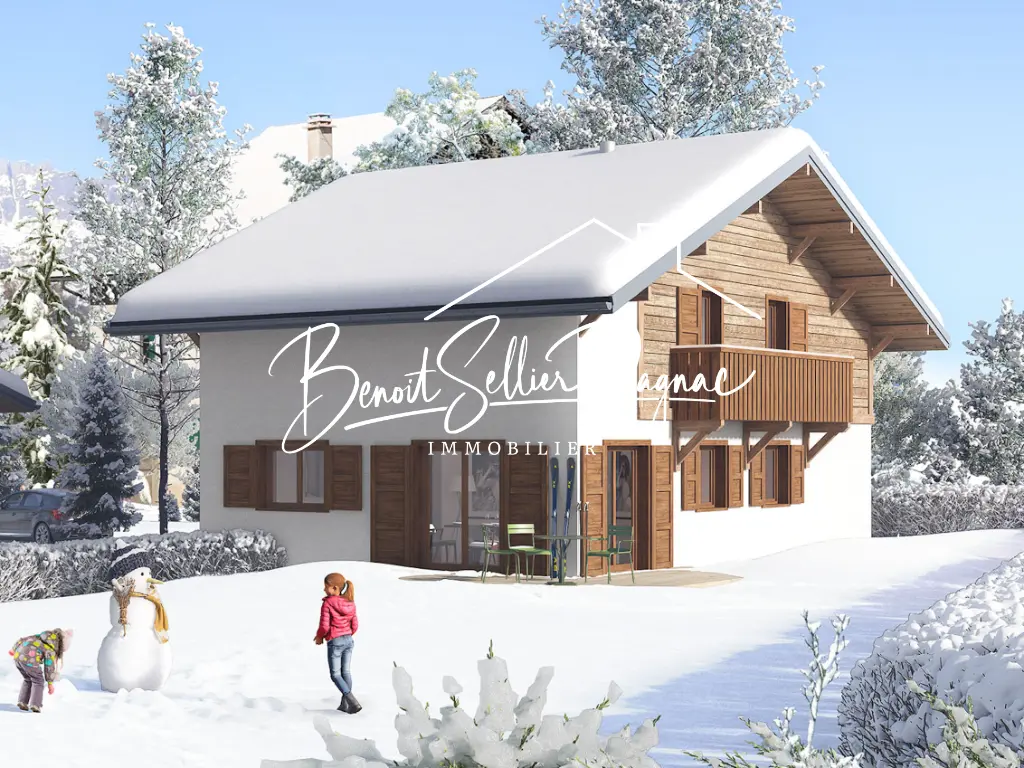 Chalet individuel dans les Alpes en hiver avec architecture alpine