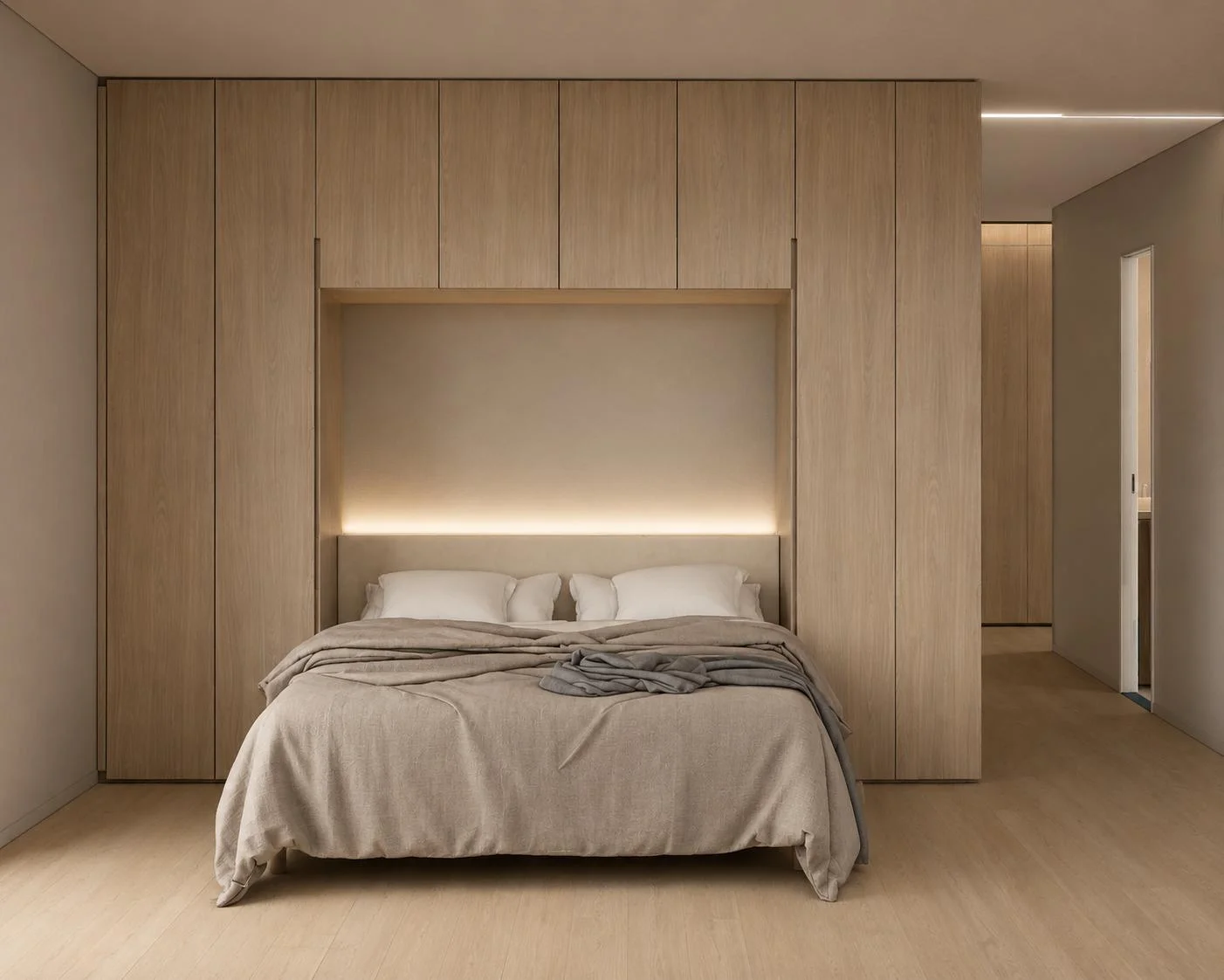 Chambre principale avec dressing intégré dans un appartement T4 rénové à Annecy-le-Vieux
